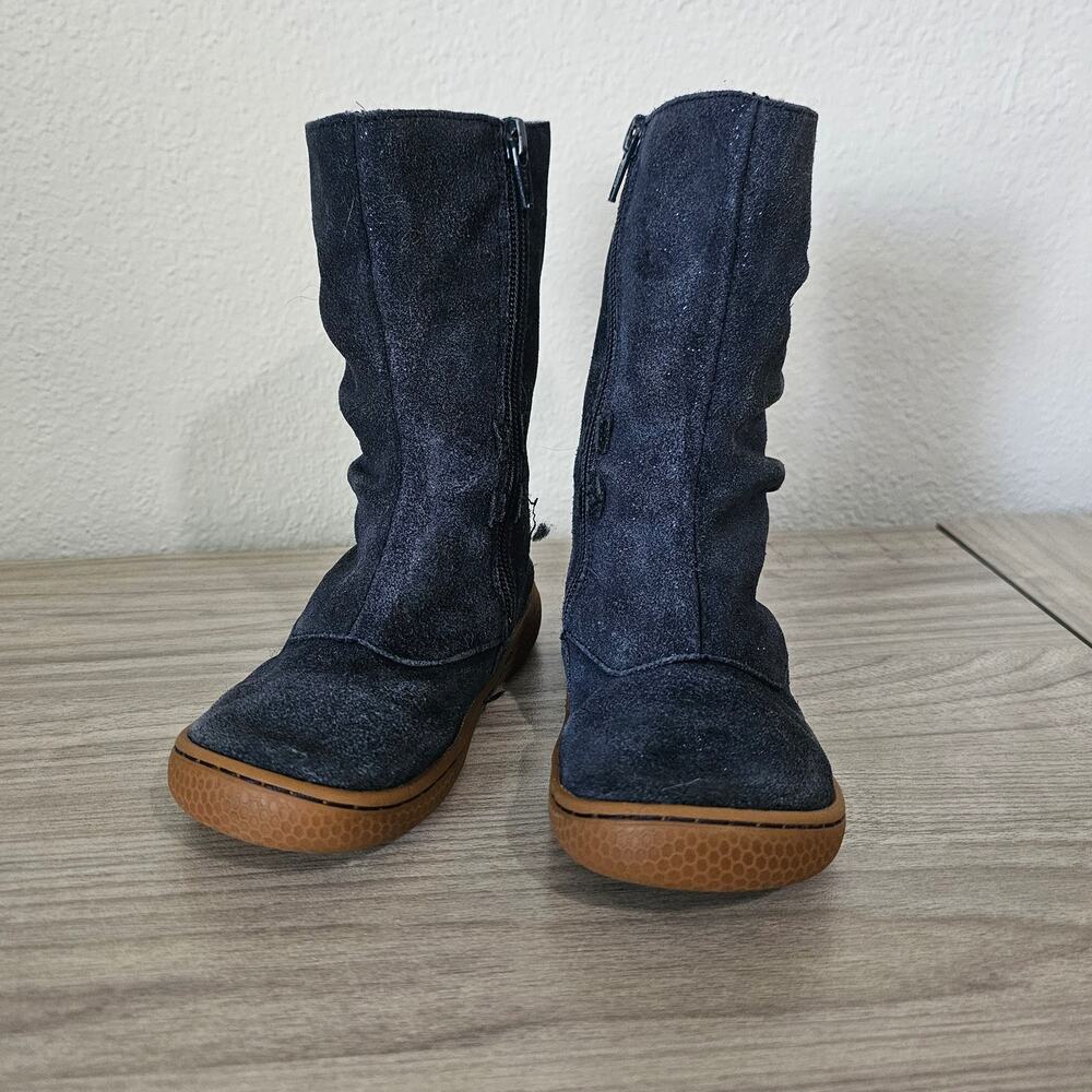 Livie & Luca Navy Blue Glitter Suede Boots Girls US Size 10 Side Zipper